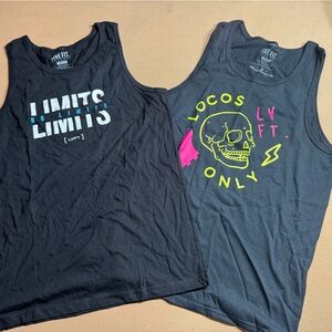 Graphic Tank Tops Set in Black and Gray